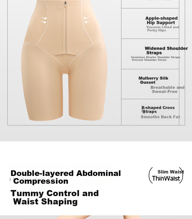 GRACEWELL Women's Shapewear Bodysuit Tummy Control Waist Cincher Butt Lifter Bra-Free Body Shaping Underwear Nude L 7