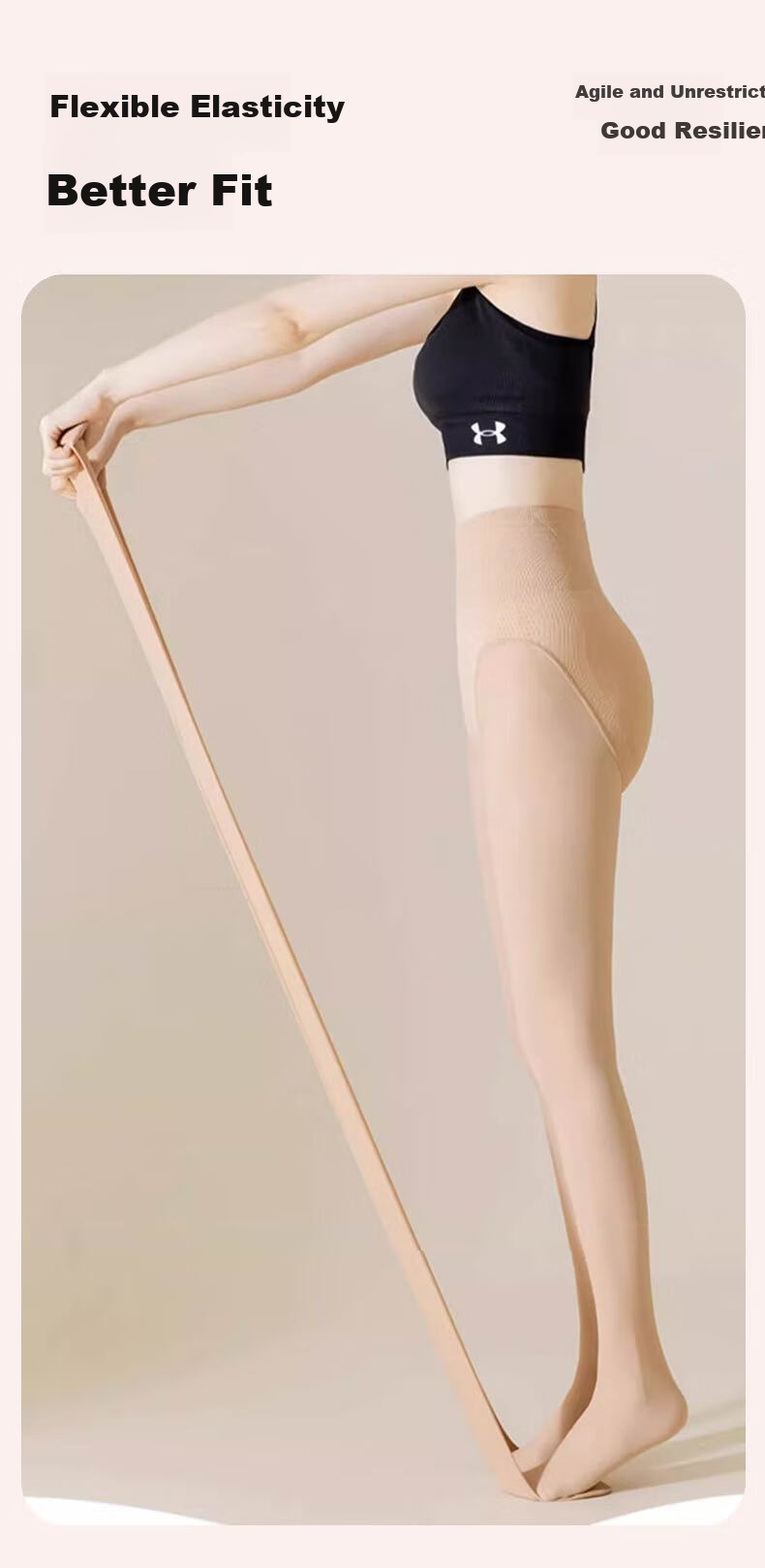 Langsha Women's Thin High-Waist Shaping Anti-Snag Sheer Tights Butt-Lifting Bare-Leg Effect Wire-Free Glossy Pantyhose 13