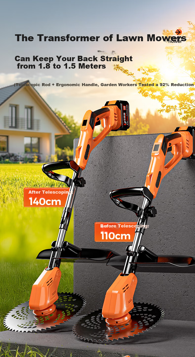 Quiet Bear Electric Lawn Mower Rechargeable Lithium Battery Fully Automatic High Power Garden Lawn Grass Trimmer 19