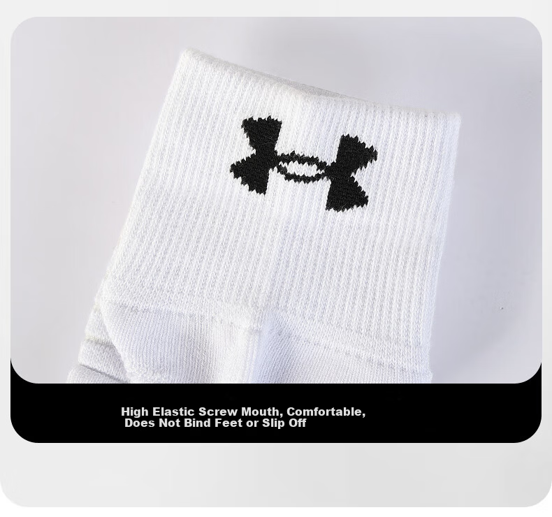 Under Armour Socks [3 Pairs] Basketball Badminton Sports Socks Unisex Running Breathable Ankle Anti-Odor Thickened Terry Cotton Socks 28