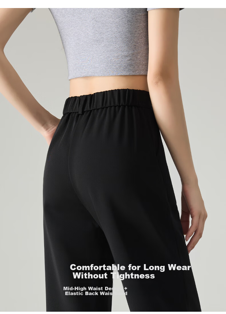 LangSha High Waist Straight Leg Suit Pants for Women Spring Summer Lightweight Draped Slim Wide Leg Casual Work Trousers 9