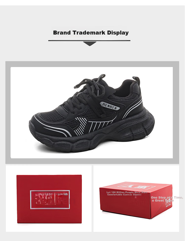 RENBEN Purple Vintage Platform Thick-Soled Height-Increasing Dad Sneakers for Women 2026 Spring New Casual Versatile Lightweight Black Sports Shoes 21
