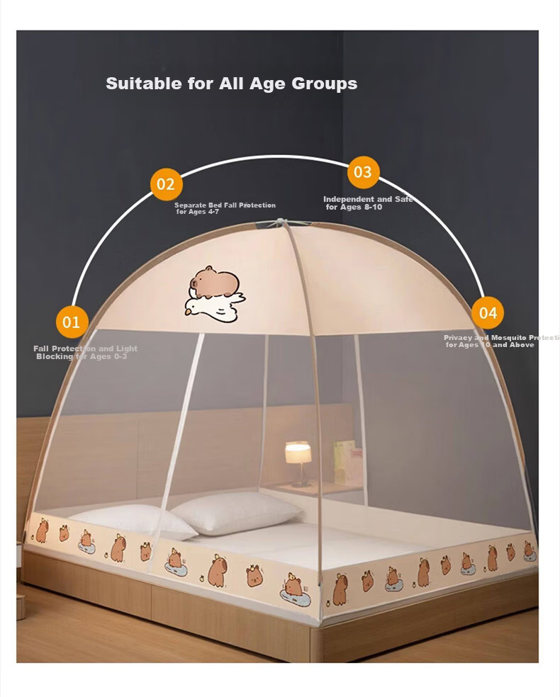 Aiwei Class A Mosquito Net for Home Use Baby Anti-Fall Mongolian Style Mosquito Net Double Door 1.8m Guinea Pig [No Installation] 4