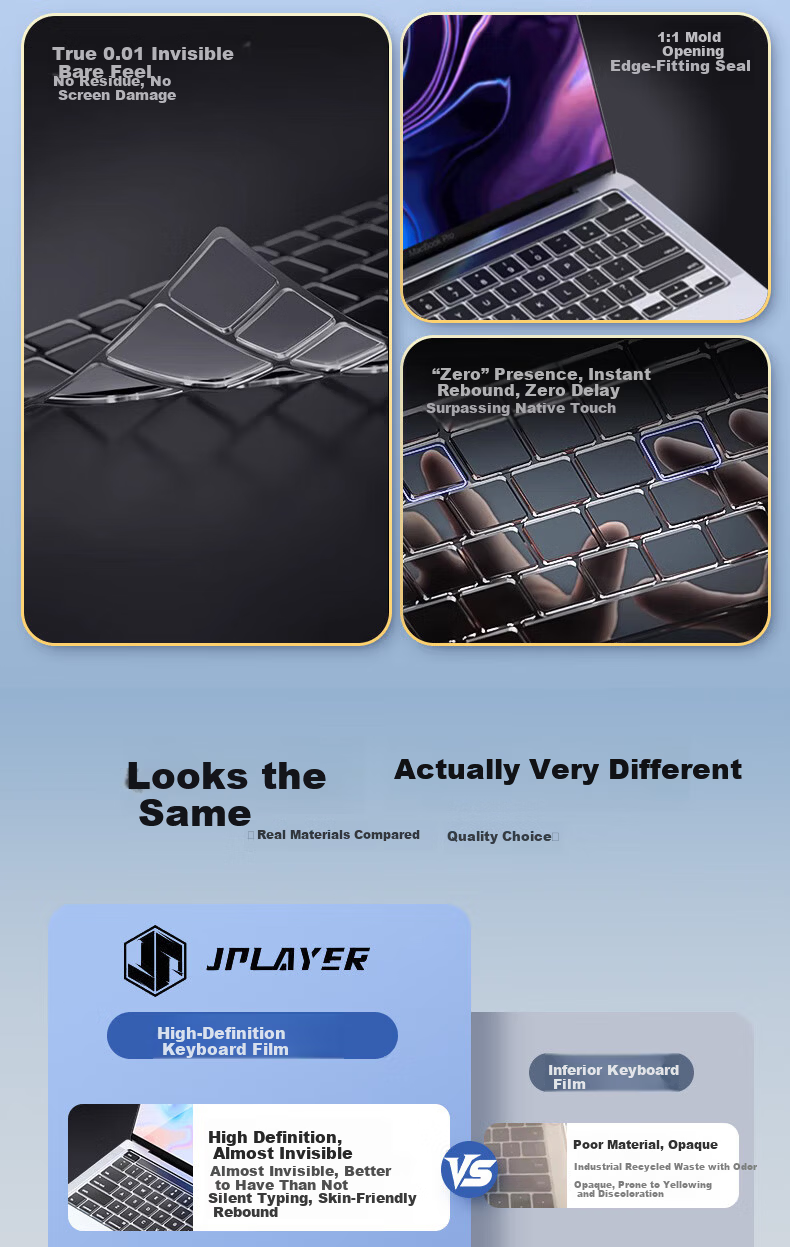 JPLAYER Keyboard Cover for Mechanical Revolution YaoShi 15Pro/Wing Dragon 15Pro Laptop, Waterproof Dustproof Silicone Keyboard Protector, 2-Pack 3