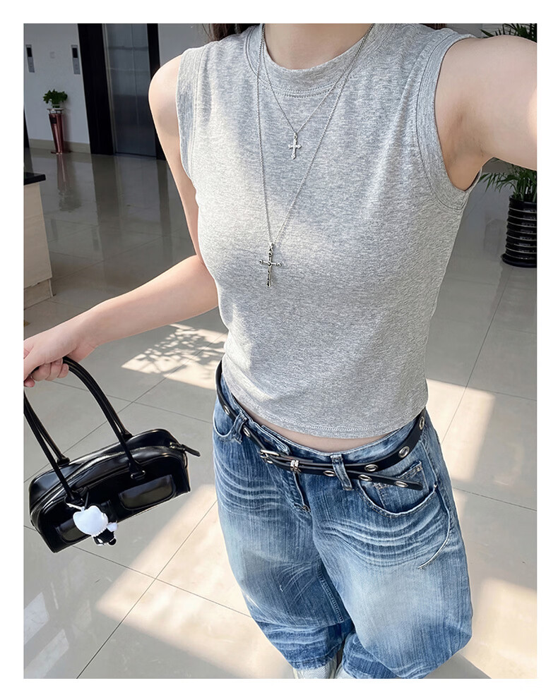 Xunmianren Women's Sleeveless Vest Outerwear Anti-Exposure Side Breast Coverage Inner Camisole Racerback Tank Top Sports Base Layer Shirt 12