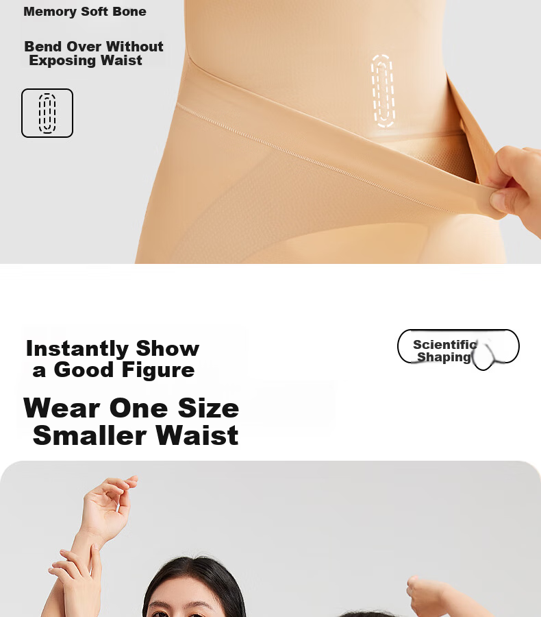 GRACEWELL Women's Shapewear Bodysuit Tummy Control Hip Lift Body Shaping Waist Cincher Wireless Back Closure Slimming Suit Black L 7