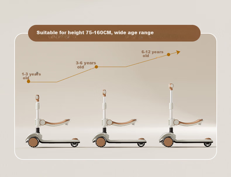 FOREVER Children's Scooter for Ages 1-12, Foldable Three-Wheel Wide Stable Ride-On Scooter for Boys and Girls 9