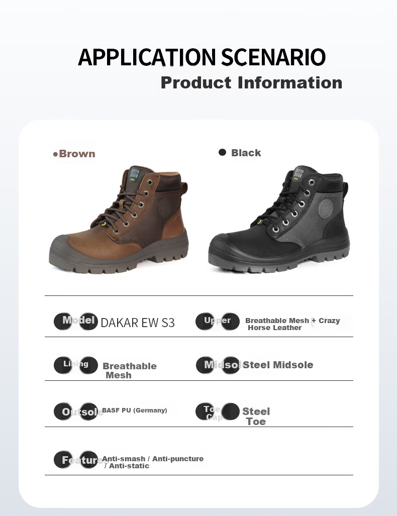 SAFETY JOGGER DAKAR Brown Men's Safety Work Shoes Anti-Smash, Anti-Puncture, Anti-Static, Wear-Resistant Size 39 11