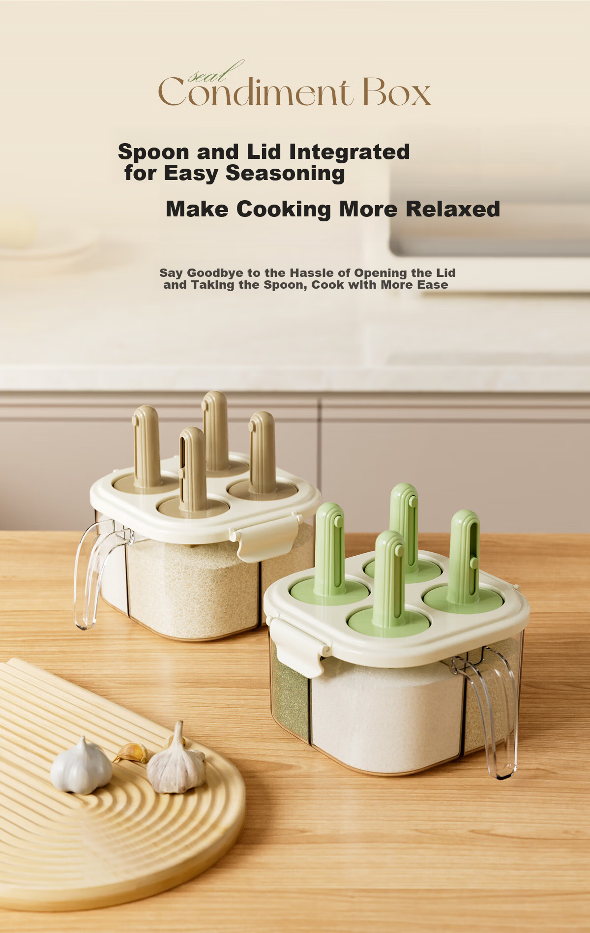 Jiadu Spice Box Household Kitchen Seasoning Jar Set Multi-Compartment Salt MSG Pepper Storage Condiment Bottles Four Compartments 4