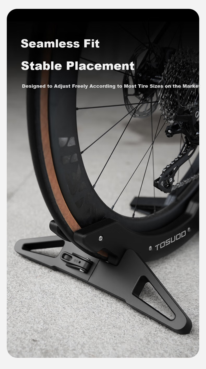 Captain Tas Bicycle Parking Rack Road Mountain Bike Display Stand Adjustable Base Fixed Kickstand Home Use Black 5