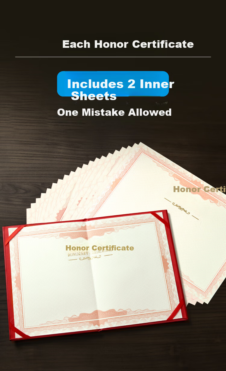 DSB 12K Single Pack Medal Style Honor Certificate Cover Inner Core Award Custom Glossy Gold Stamped Cover Award Protection Sleeve Annual Ceremony Presentation [Includes 2 Inner Sheets] 051017 3