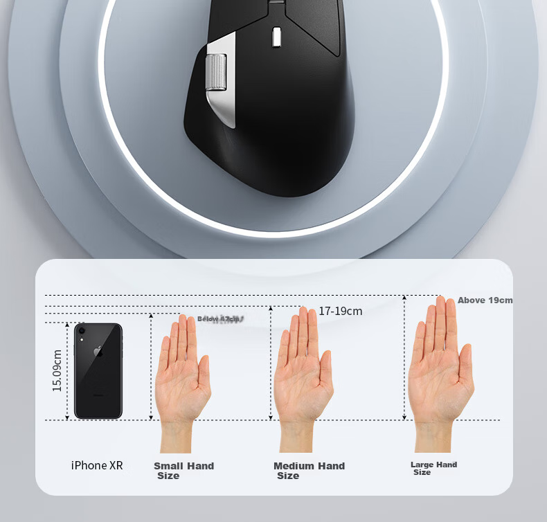 B.O.W Hangshi MD290L MAX Tri-Mode Wired Wireless Bluetooth Charging Mouse Laptop Office Ergonomic Silent Side Dual Scroll Wheel Mouse Silver Black 12