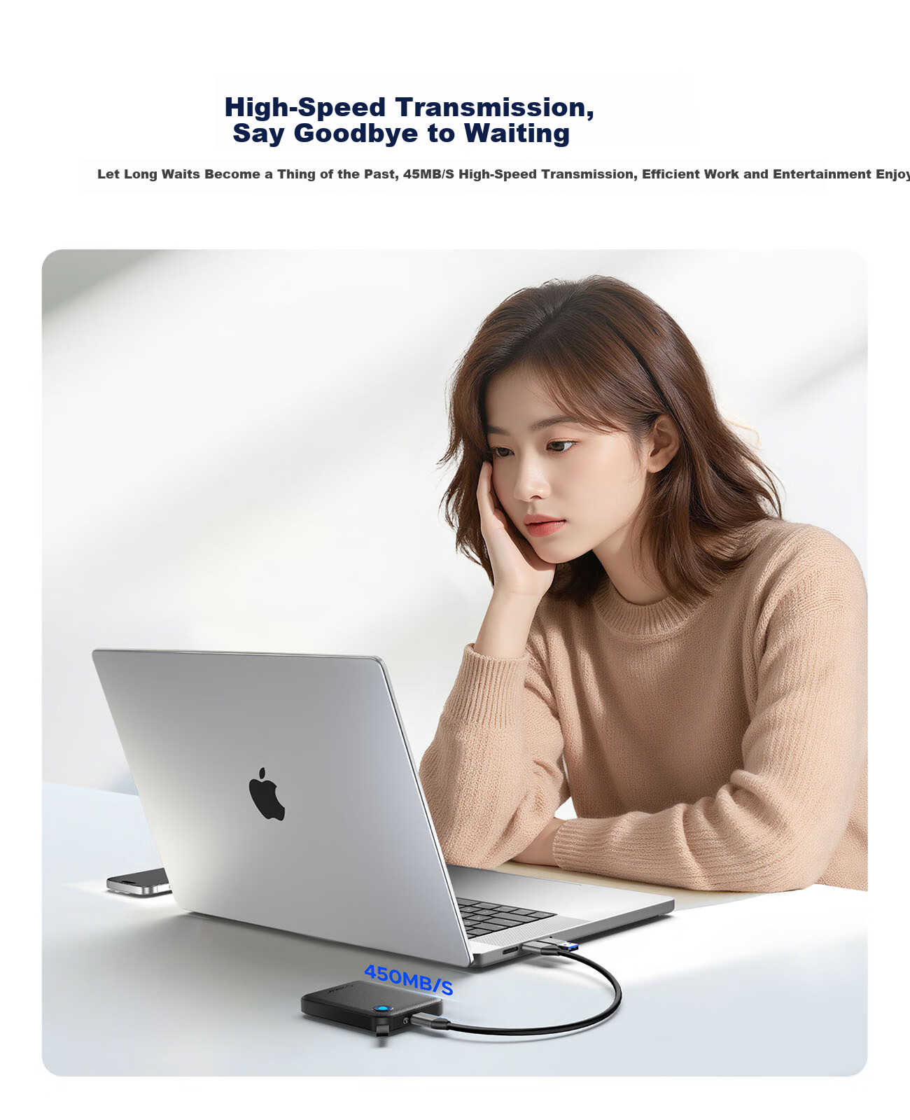 ORICO 1TB Portable SSD AirDrive for MacBook Pro Laptop iPhone 16 Apple Direct Connect 1050MB/s Z10PRO 3