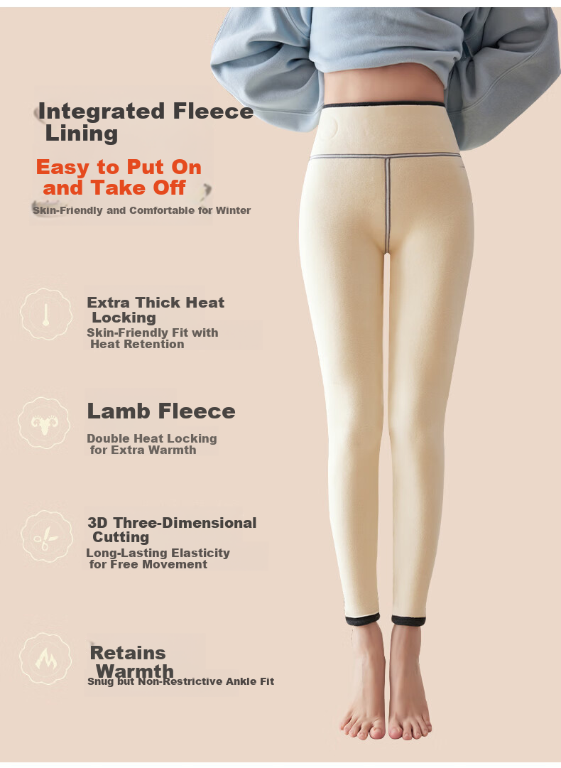 Mianshuran Northeast Extra Thick Winter Lambswool Lining Cotton Fleece Thermal Leggings for Women Plus Size Warm Pants 6