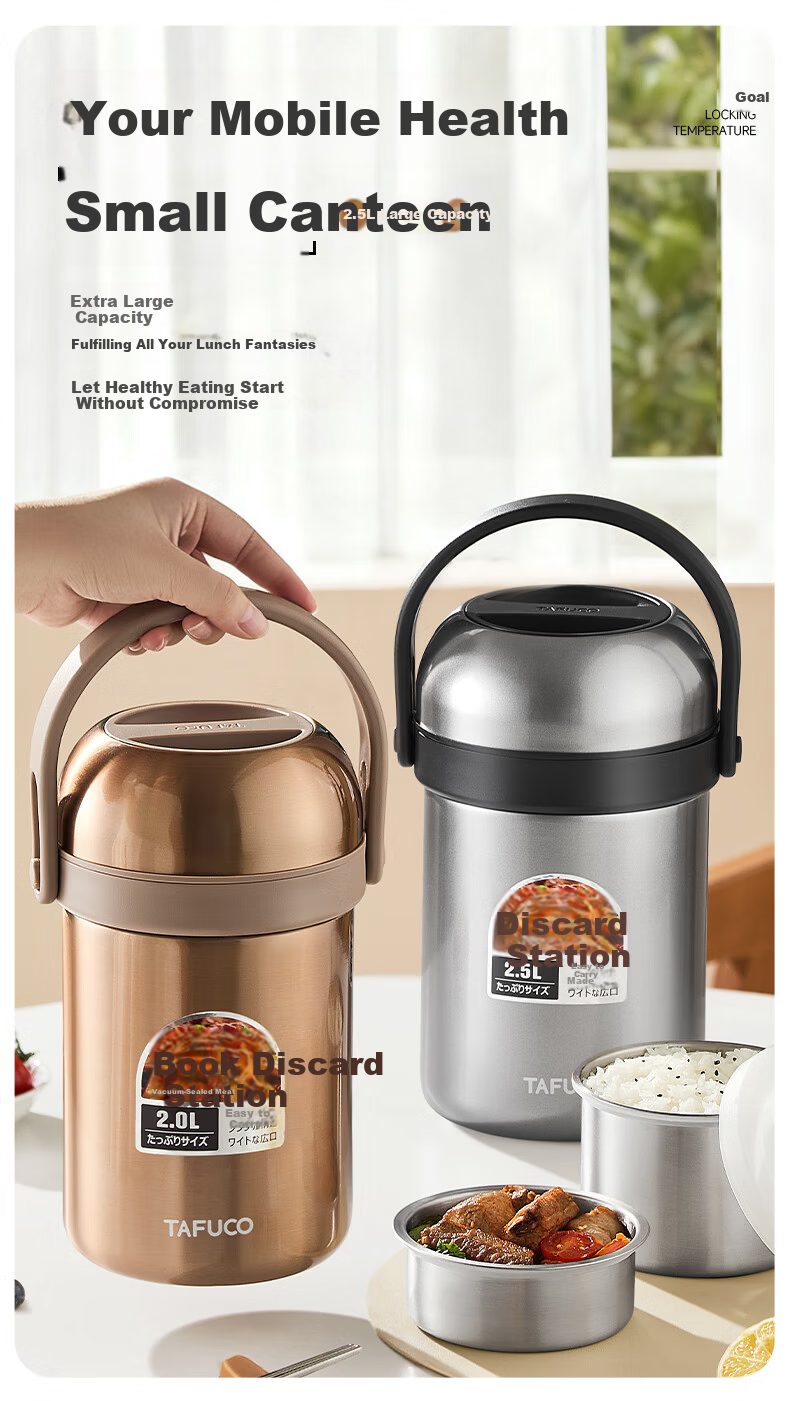 Taful High Insulation Stainless Steel Long-lasting Thermal Lunch Box Portable Porridge Container Multi-layer Bento for Students and Office Workers T0317 3