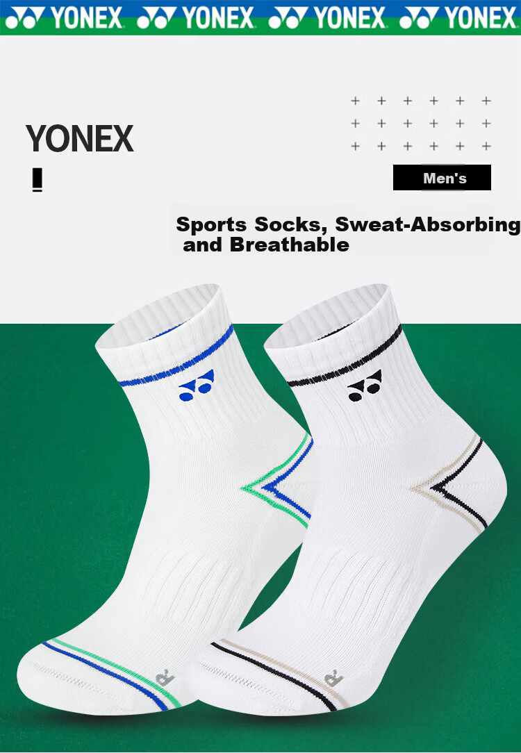 Yonex Badminton Socks Sweat-Absorbing Breathable Youth Professional Sports Socks 3450425BCR White Triple Pack 4