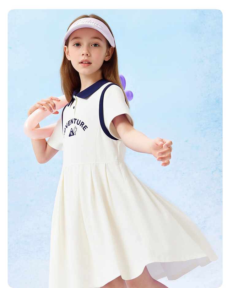 Balabala [balaOne] Girls' Dress Children's Summer Polo Dress Waist-Drawn Quick-Dry 18