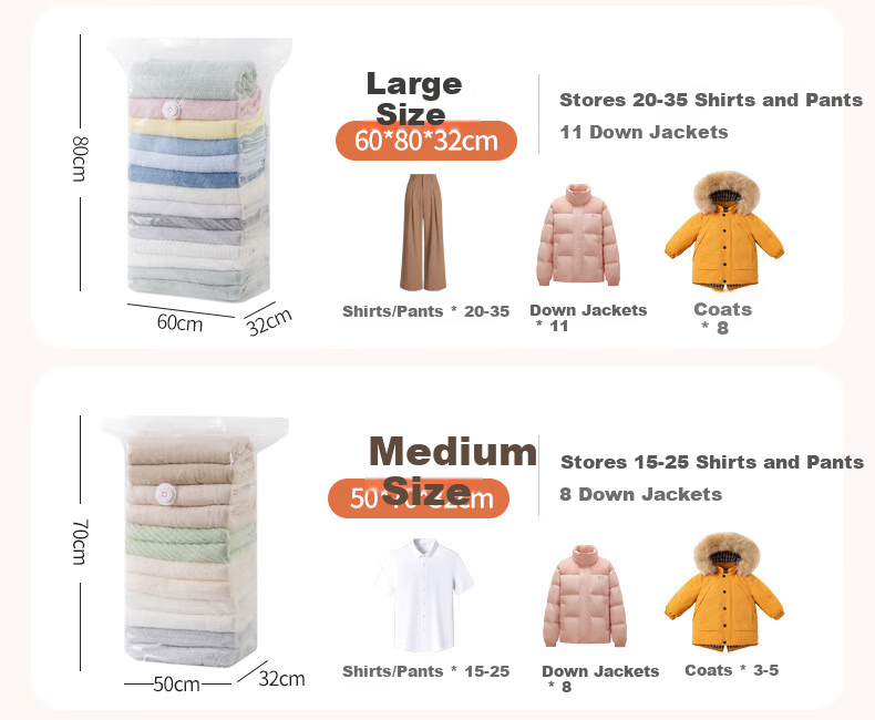Bonny Home 3D Vacuum Compression Bags for Bedding and Clothing, Large Size, Pack of 3 3