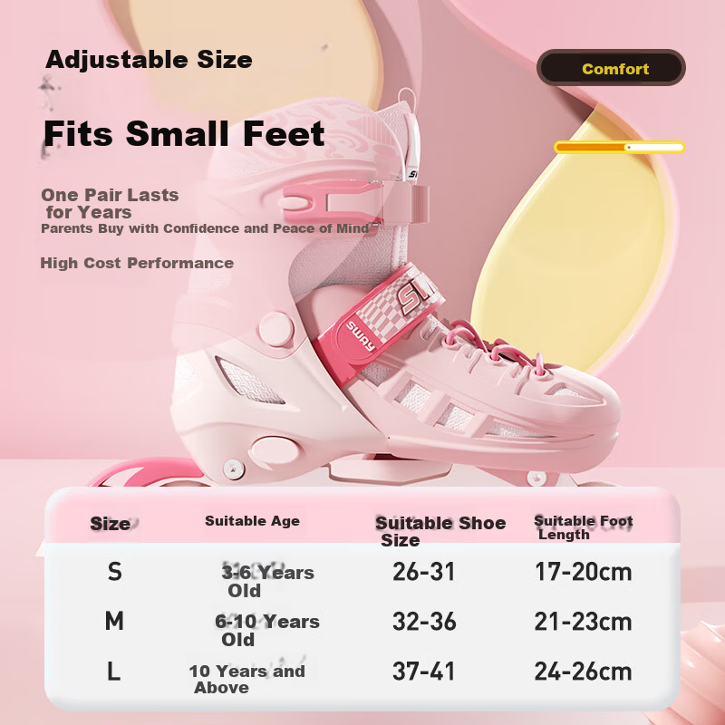 SWAY Adjustable Size Inline Skates for Kids Beginners Boys Girls Professional Adult Roller Skates