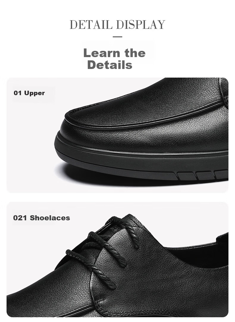 Mulinsen Men's Leather Business Casual Shoes Soft Sole Lightweight Lace-up Dress Shoes for Dad Black Size 44 8