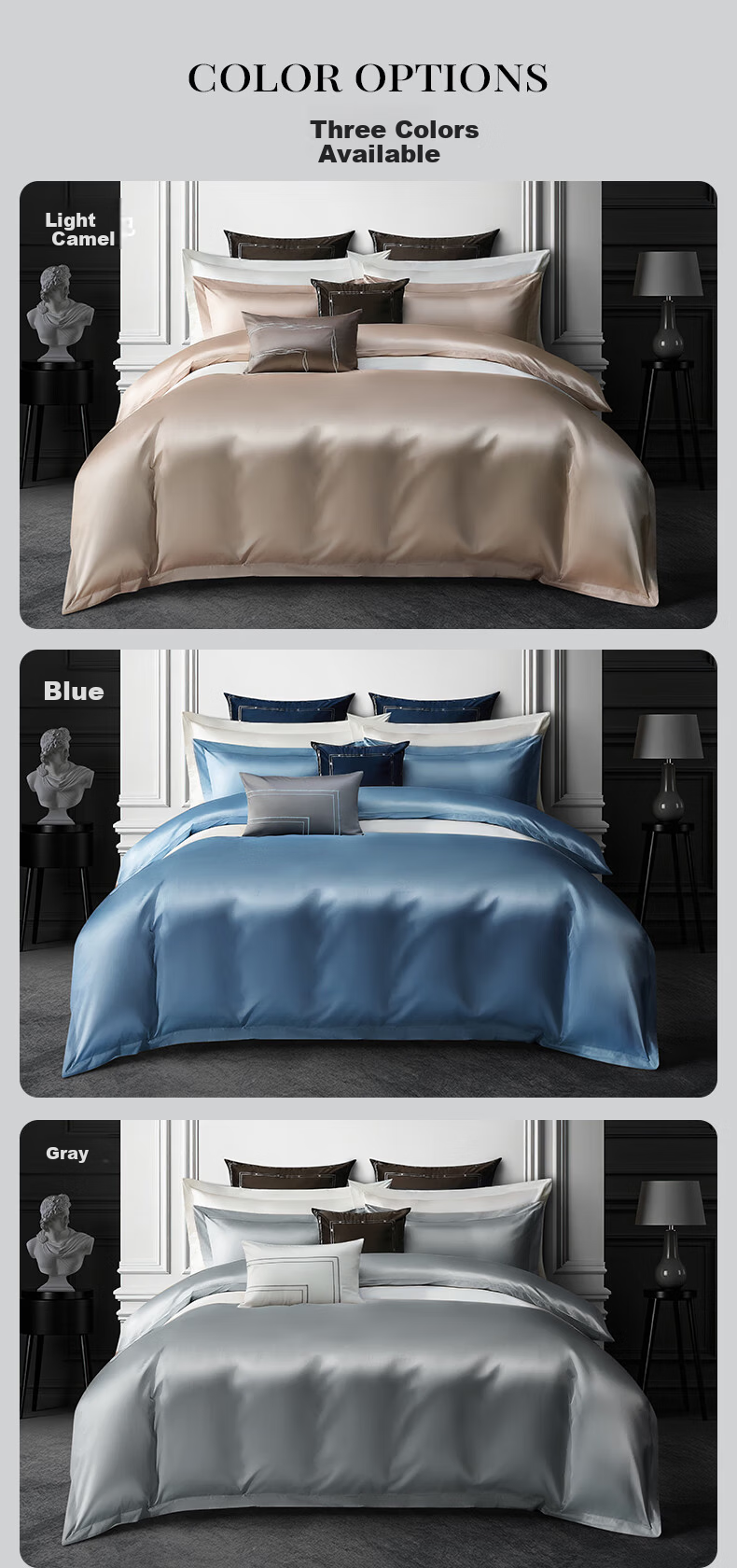 Kang'erxin Five-Star Hotel Bedding A-Class 60-Count Pure Cotton Sateen Simple Four-Piece Set Cotton Duvet Cover Gray 1.5m Bed 15