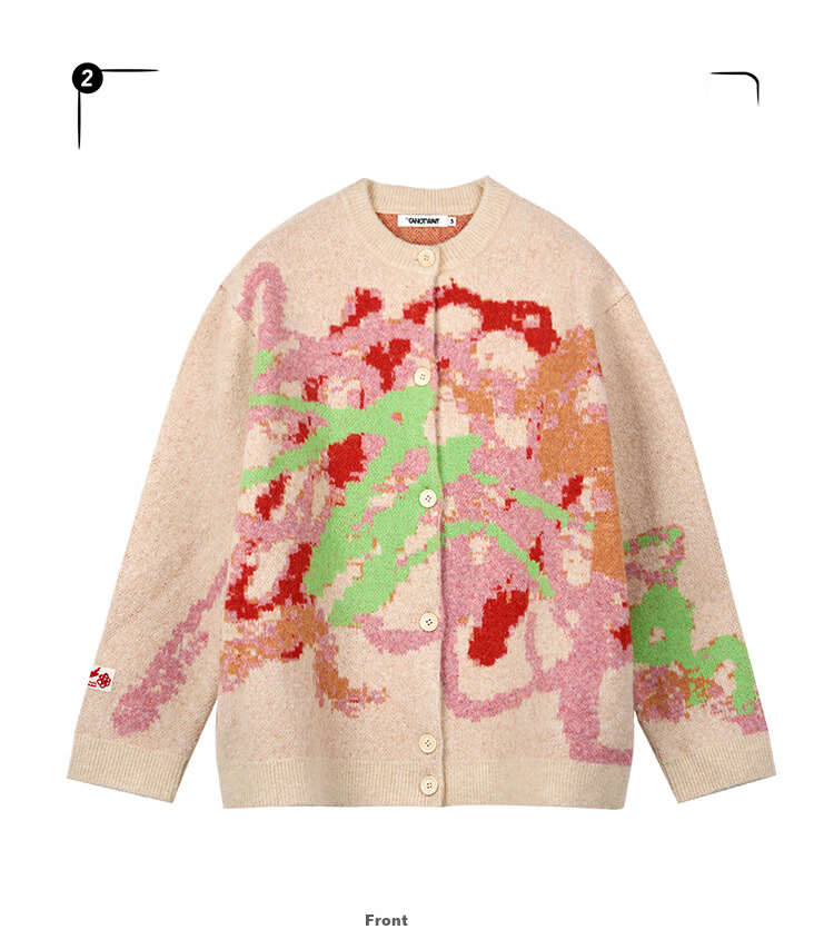 CANOTWAIT Crayon Pattern Jacquard Early Spring Sweater Cardigan Unisex Autumn Winter New Trendy Jacket Purple XXS 19