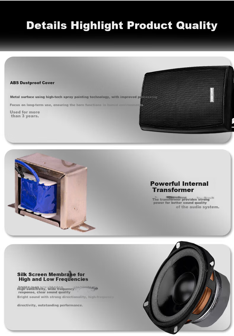 Westin Ceiling Speaker Home Theater Wall-Mounted Speaker Constant Voltage Speaker B05 Black 1pc Commercial Public Address System for School Supermarket Store Peak Power 30W 5