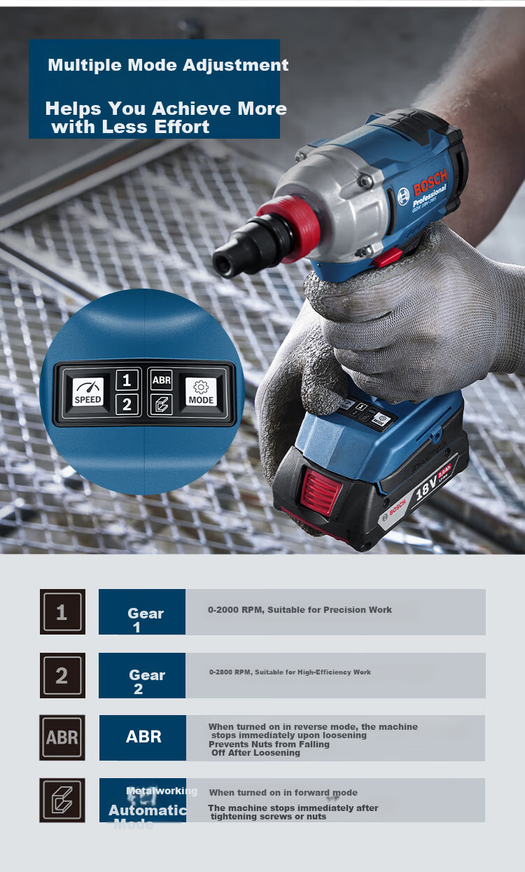 BOSCH Impact Wrench, Electric Air Gun for Installation And Maintenance, 18V Lithium Battery, 350 N·m, GDS18V-350, 4.0Ah Battery *2 7