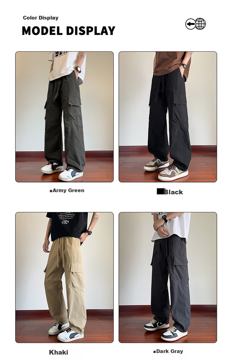 NASA GISS Collaboration Casual Pants Men Loose Fit Straight Leg Breathable Cargo Sports Trousers Black XL 3