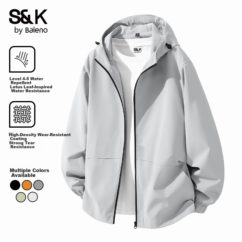 Baleno S&K Series Men's Outdoor Jacket Spring Autumn Hooded Loose Windproof Water-Repellent Sportswear 11