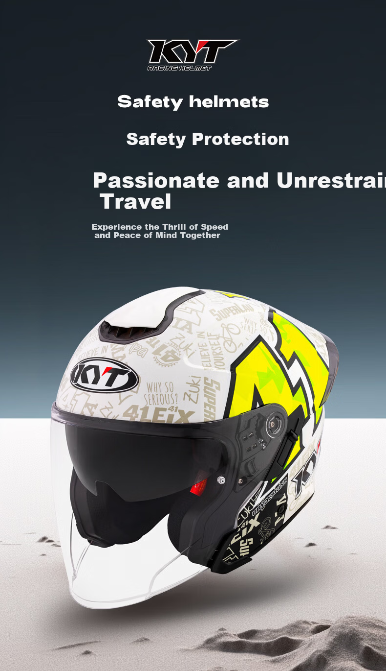 KYT RA-02 3/4 Retro Cruiser Motorcycle Helmet with Dual Visors, Matte Black, Size L 1