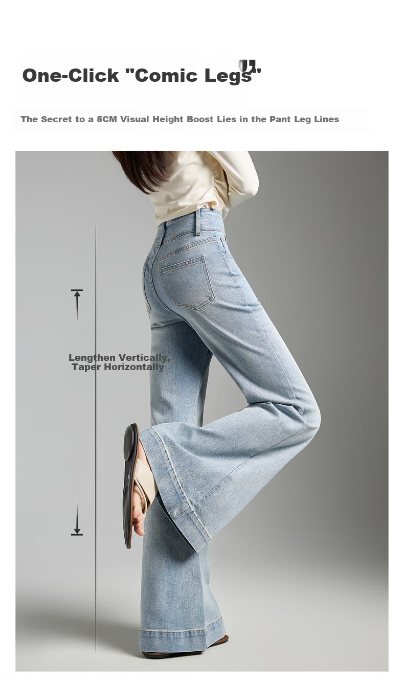 TonLion 2026 Spring New Slim Fit Micro Denim Flared Pants for Women Washed Loose Fit 3