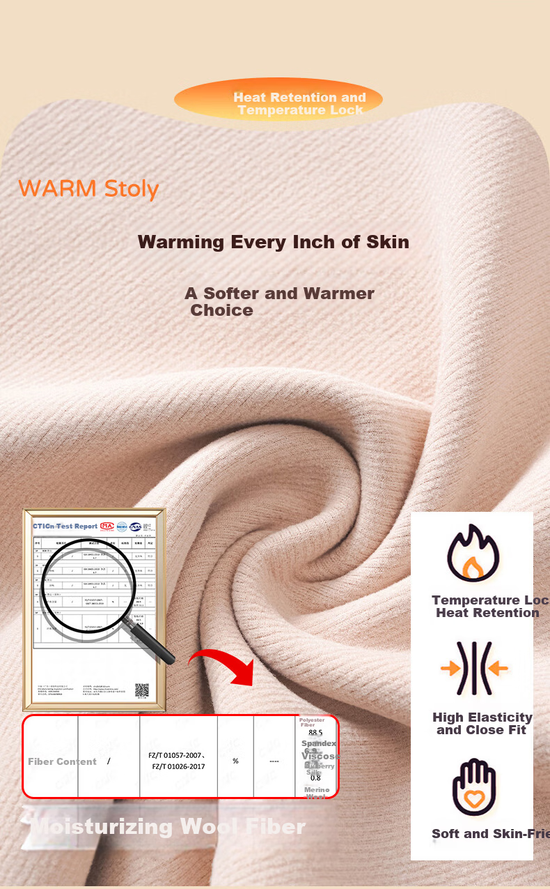 Herbal Original Color Women's Thermal Underwear with Padded Fixed Cup Seamless Thickened Wool Base Layer Spring New Arrival 4