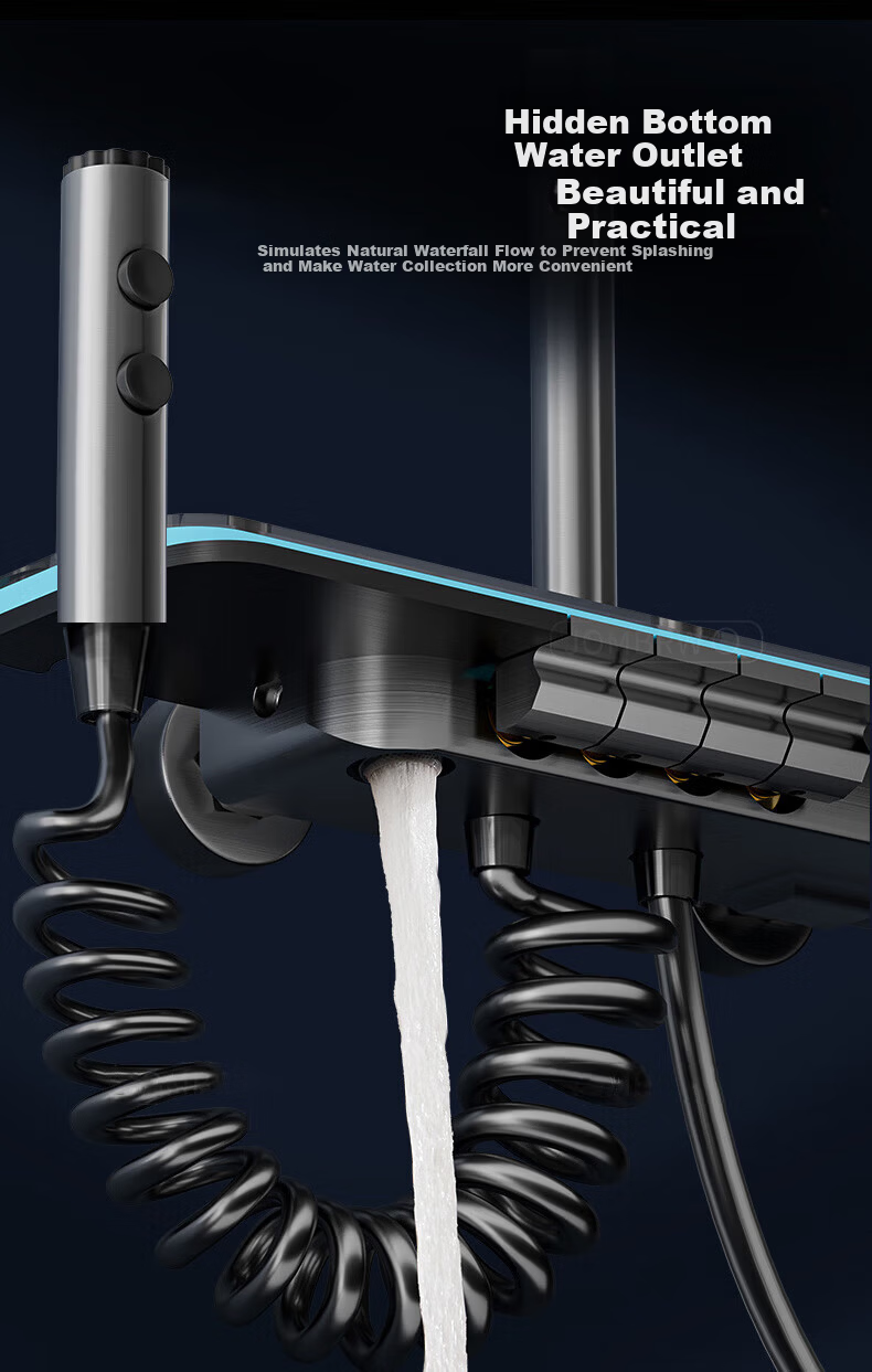 IVORPO [Germany] Smart Thermostatic Digital Display Self-Cleaning Shower Head Set Integrated Complete Shower System 15