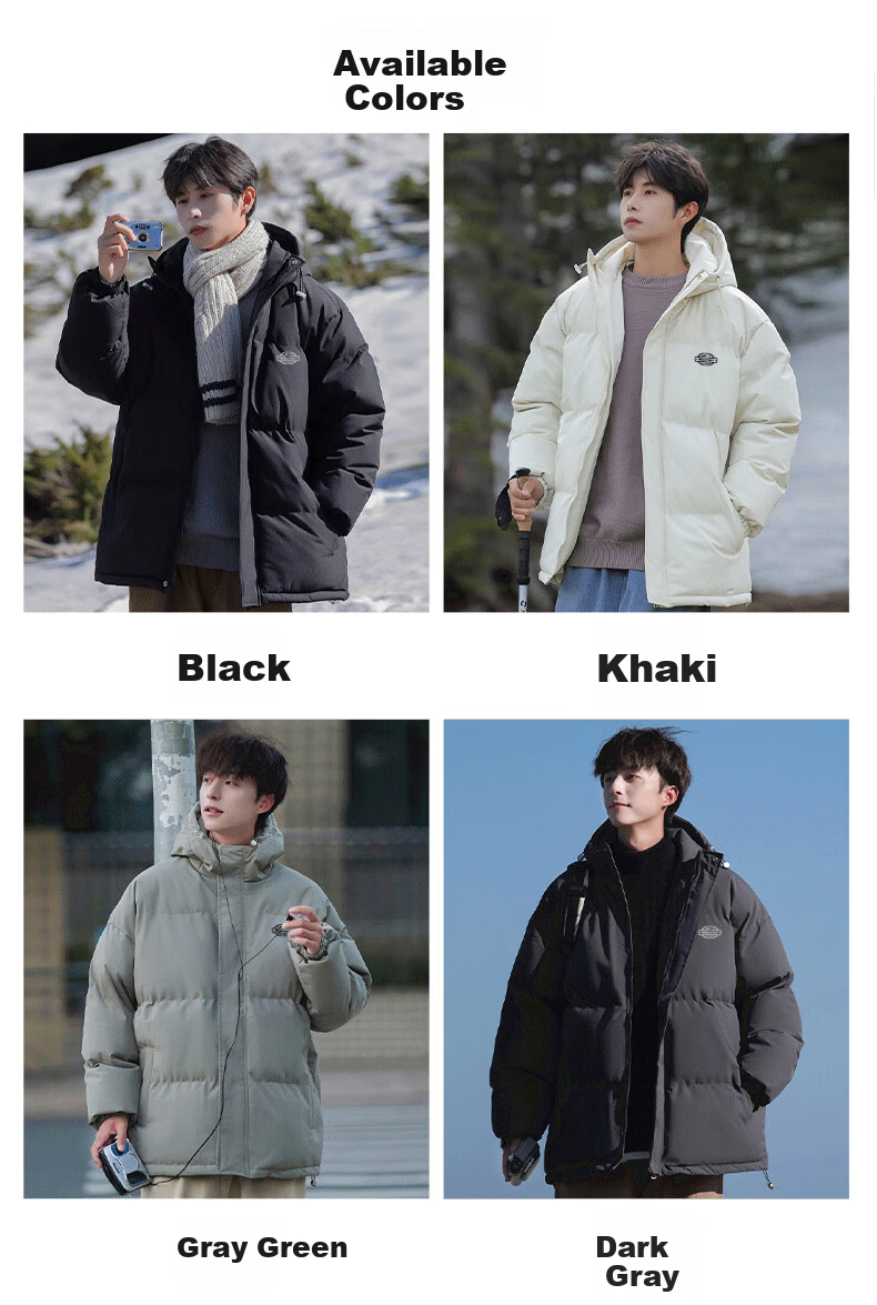 Warrior Men's Winter Hooded Thickened Cotton Jacket Cold-Resistant Warm Cotton Coat New Year Battle Robe Puffer Jacket 11