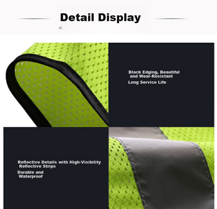 Laurie Reflective Safety Vest High-Visibility Workwear for Sanitation Construction Emergency Traffic Warning Uniform Customizable with Printing, Multi-Pocket Fluorescent Green, One Size 13