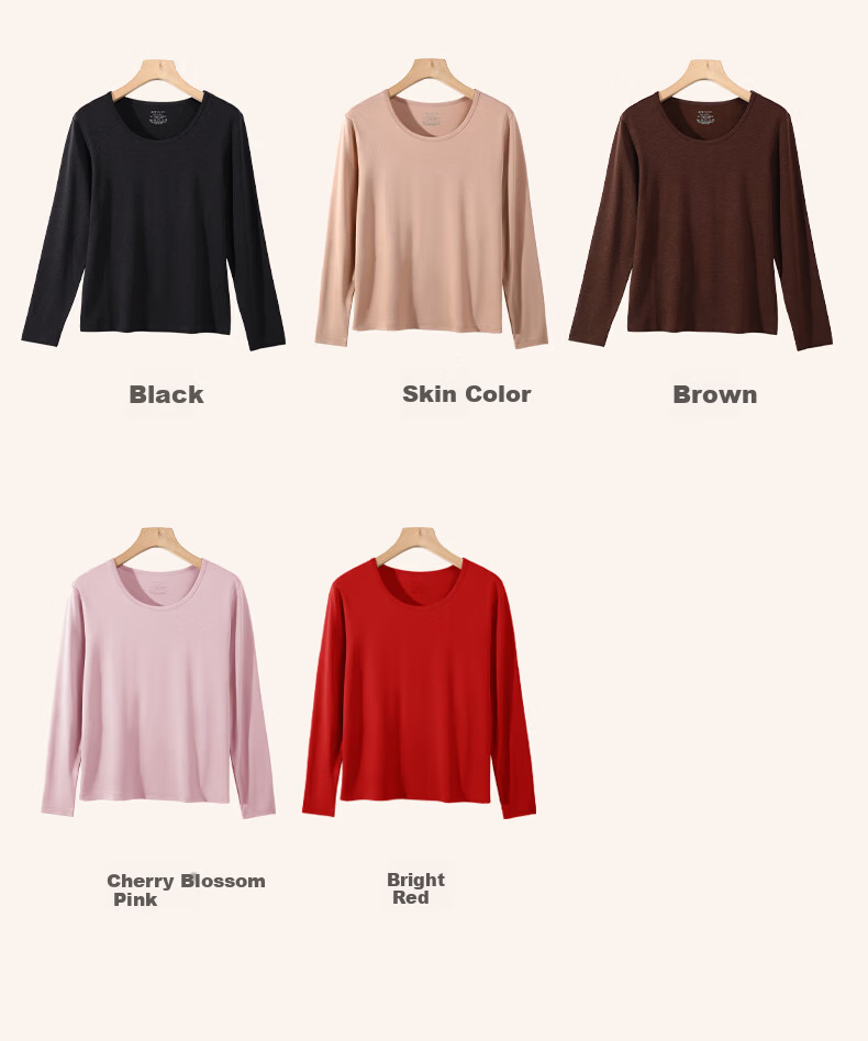 GUJIN Fleece-Lined Thickened Seamless Thermal Underwear Set for Women Autumn Winter 2025 New Skin-Friendly Base Layer Top and Bottom 11