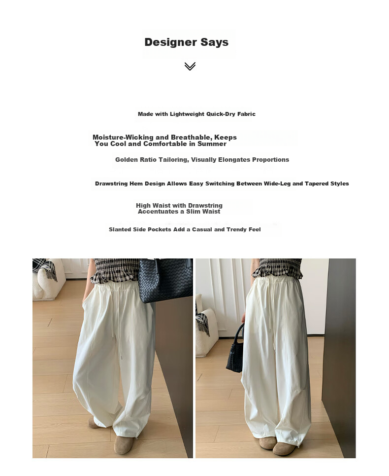 Xueqiman Lightweight Wide-Leg Pants Women 2026 New Summer High-Waist Loose Slim Paratrooper Sports Straight Casual Cargo Pants 2