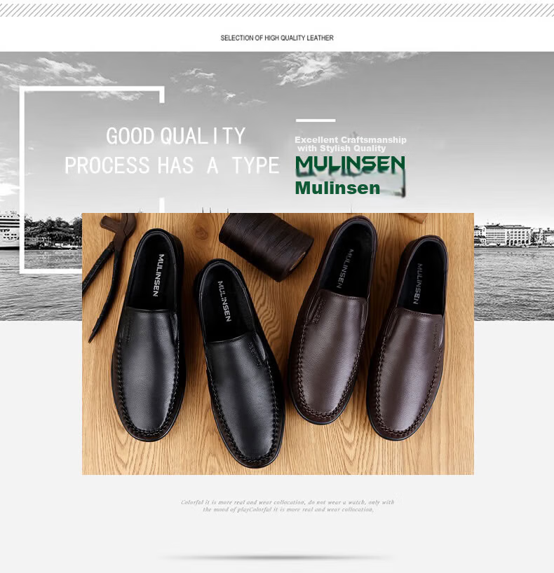 MULINSEN Men's Shoes, Business Casual Slip-On Soft Sole Dad Shoes, Size 38, Black, 21811058 5