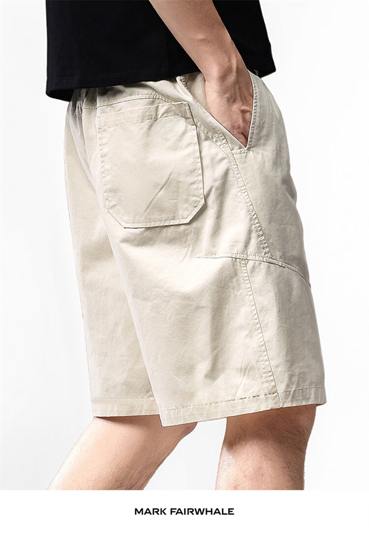MARK FAIRWHALE Men's Summer High-End American Style Pure Cotton Casual Shorts Thin Five-Point Pants Black 3XL 17