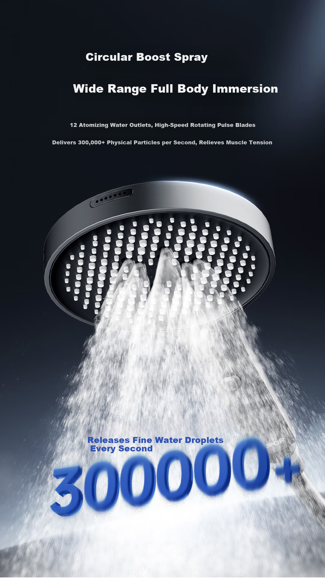 SUPOR High-Pressure Handheld Shower Head Set with Spray Gun, Three-Piece Shower Head, Powerful Water Flow, Adjustable Gray 8