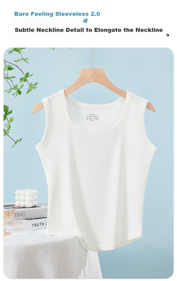 Yiershuang Women's Summer Thin Ribbed Slim Fit Tank Top, Stylish Back, Versatile Innerwear and Outerwear Camisole 4