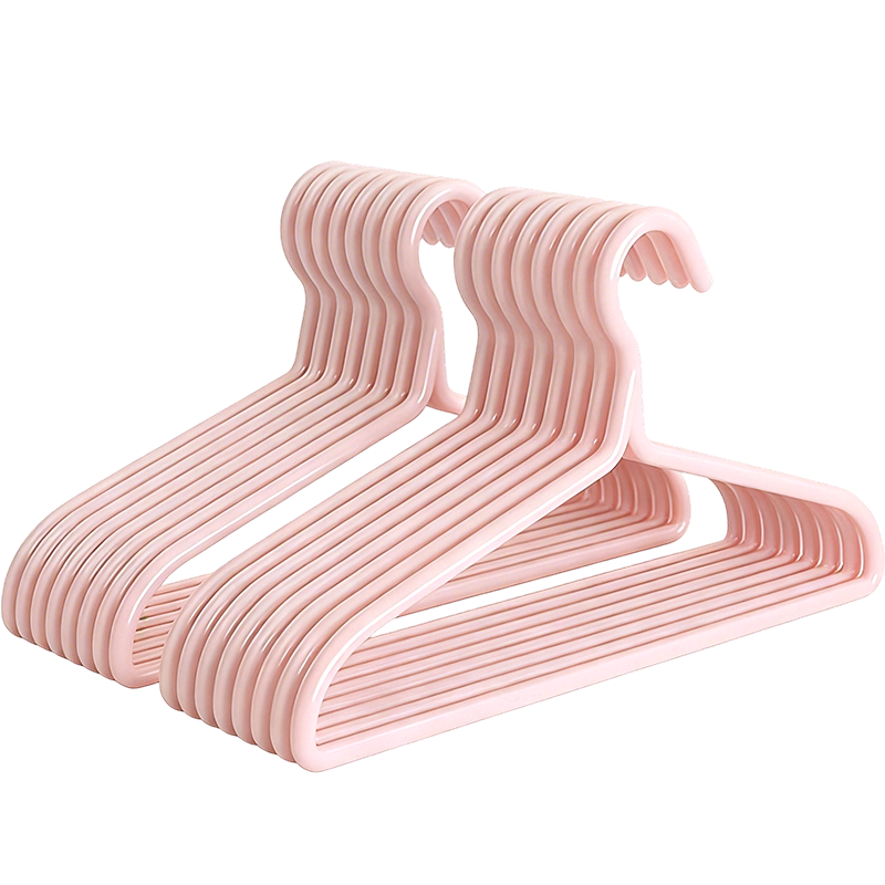 Meiliya Thickened Metal Clothes Hangers Household Shoulder Protection Non-Slip Wide Clothes Hangers 8-Pack Pink