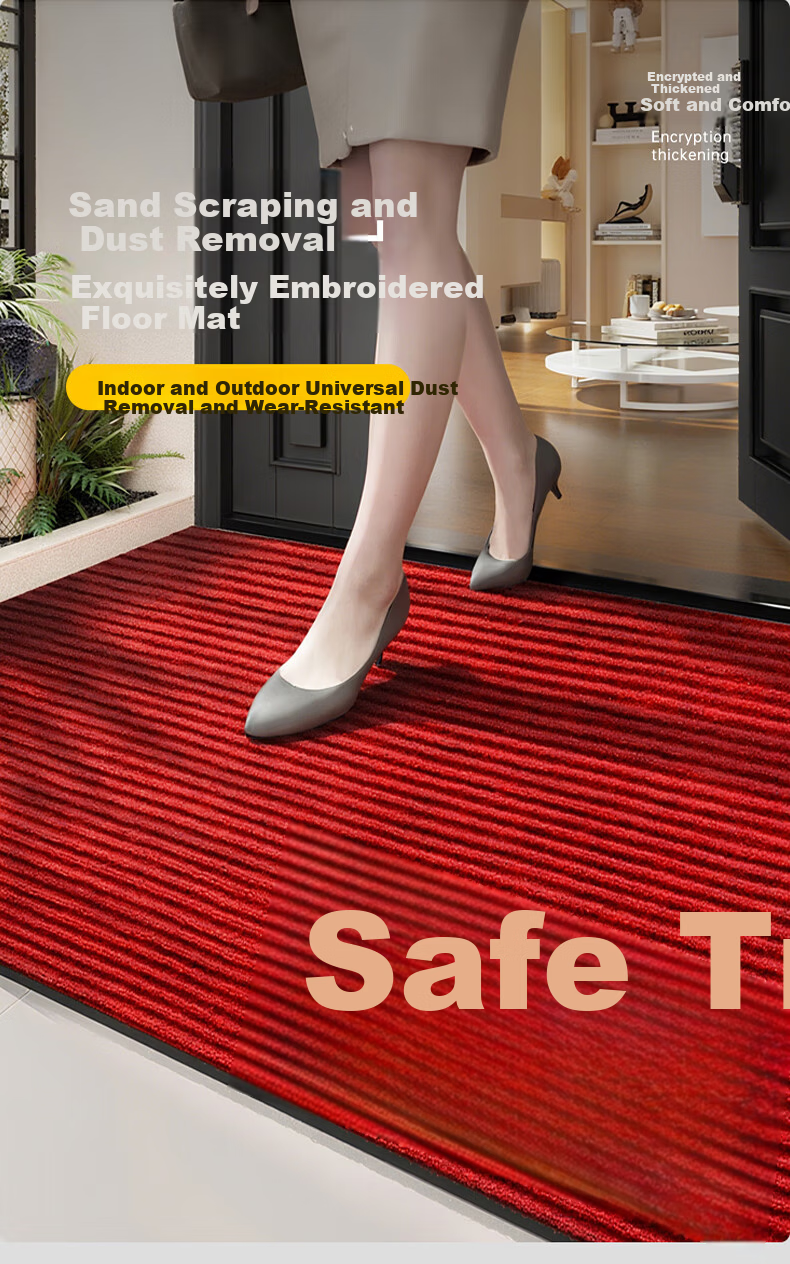 Nanfangshenghuo Entrance Mat, Luxury Doormat, Non-Slip Mat, Thickened Red Housewarming Mat for Indoor Entryway, Customizable 1