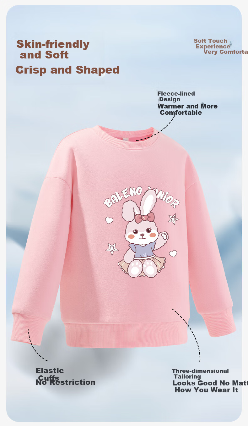 Baleno Girls' Sweatshirt Autumn Winter 2025 Cartoon Cute Crew Neck Warm Base Layer Top for Kids 2