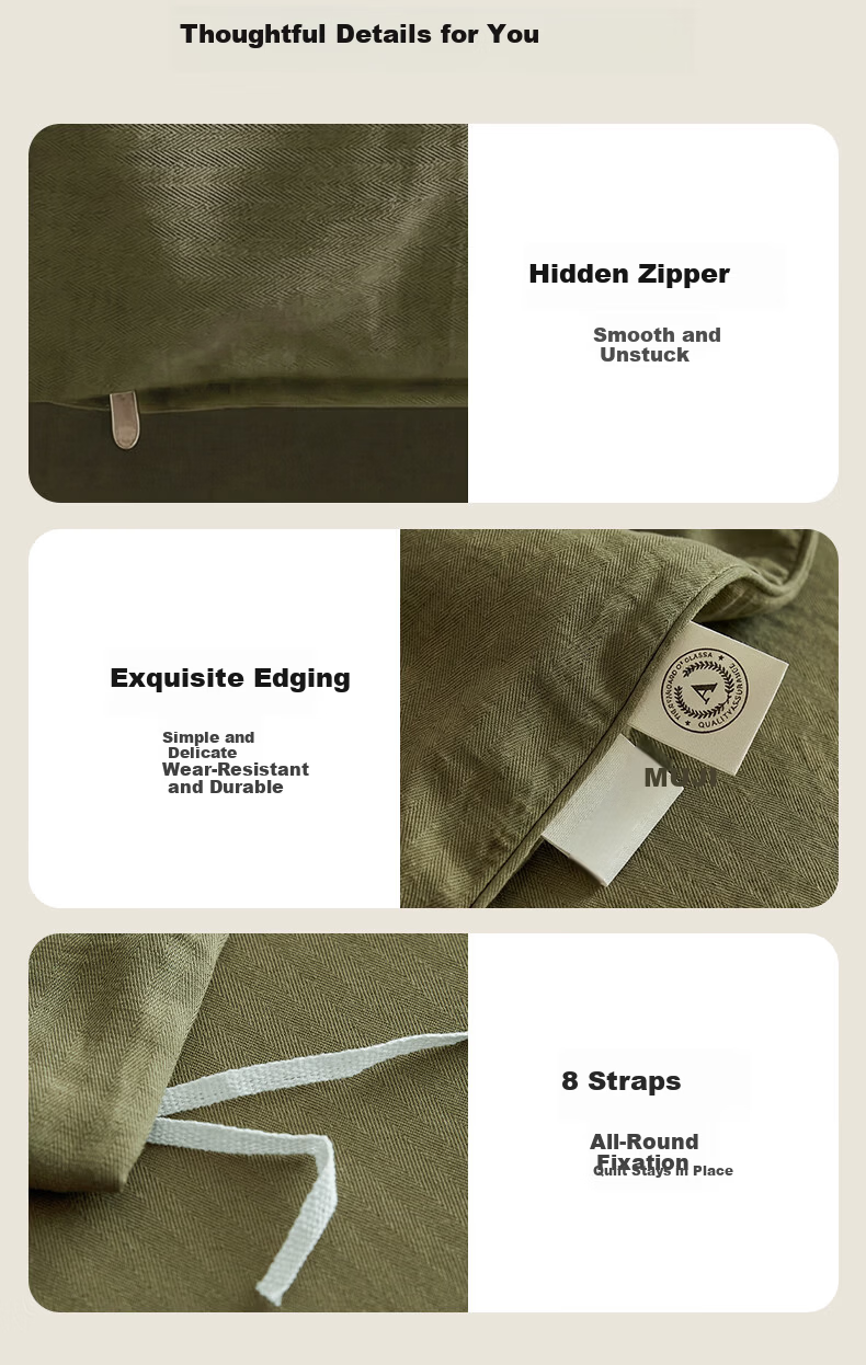 MUJI × JDear JD.com Collaboration Ma Shang Series Natural Cotton Linen Four-Piece Set Class A Antibacterial Sheet Quilt Cover 220*240cm 1.8m Bed Matcha Green 8
