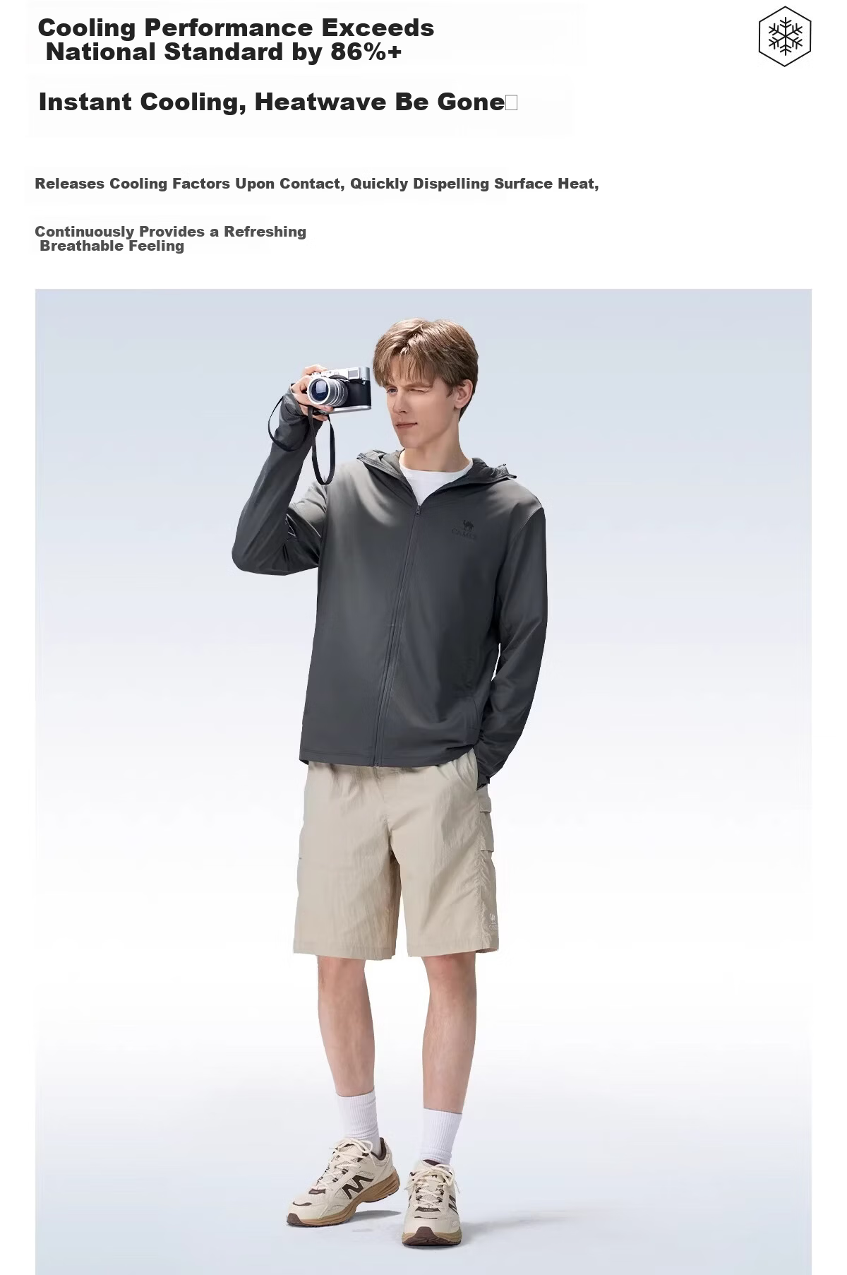 CAMEL Outdoor Cooling White Skin Sunscreen Jacket Unisex 2026 Spring Summer New Breathable UV Protection Coat R168 8