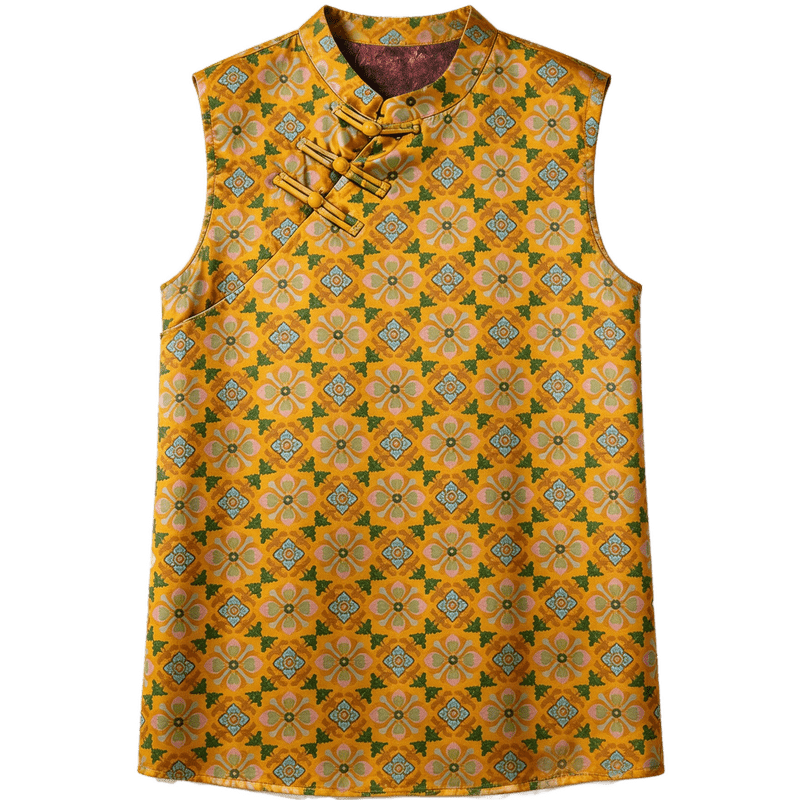 Demana [Oriental Aesthetics] Spring National Style New Chinese Satin Jacquard Shirt with Frog Buttons Mid-Length Women's Blouse