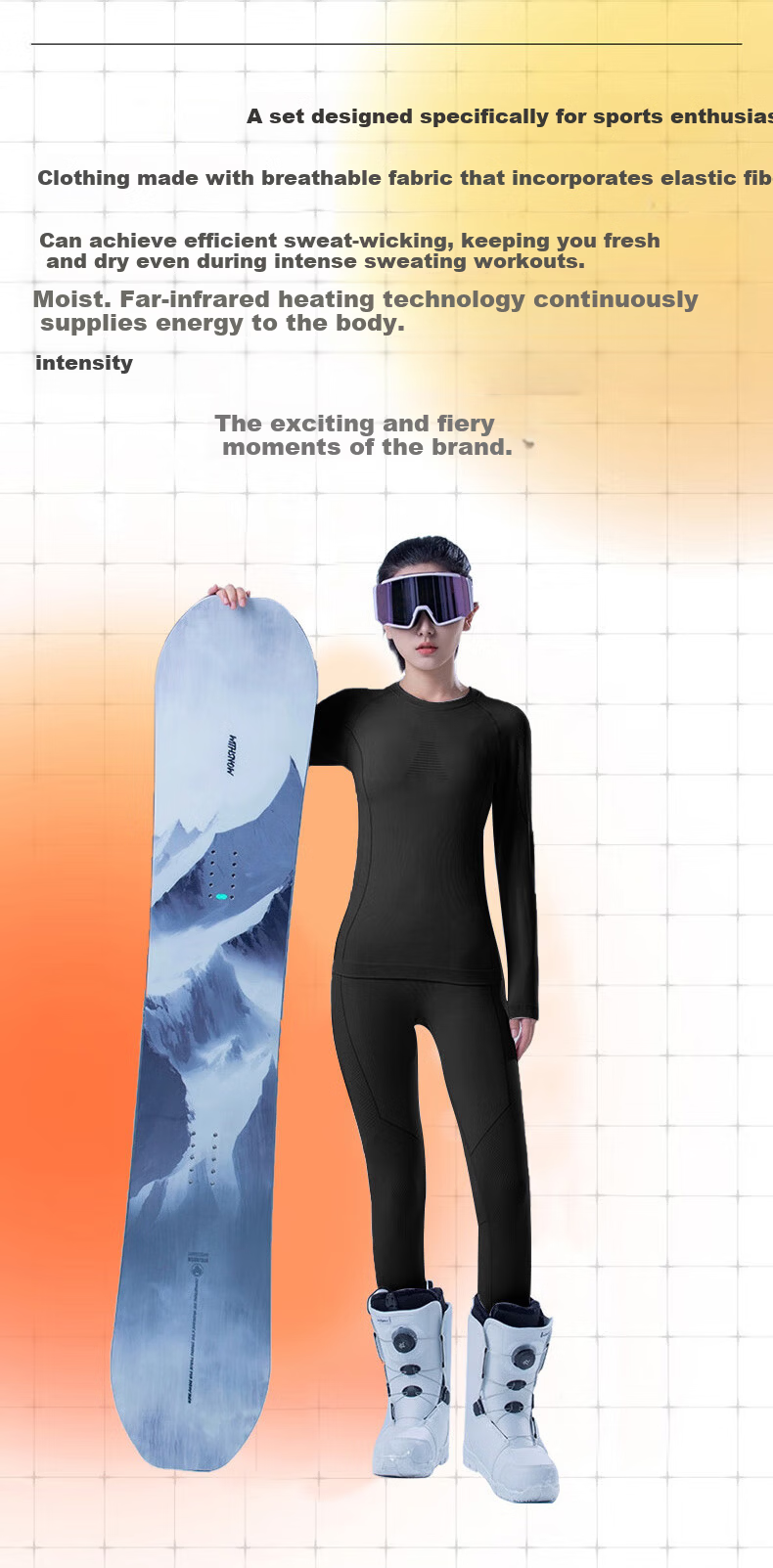 BOPRUIEY Ski Quick-Dry Set Autumn Thermal Underwear for Men and Women, Warm Functional Antibacterial Breathable Sports Base Layer 4