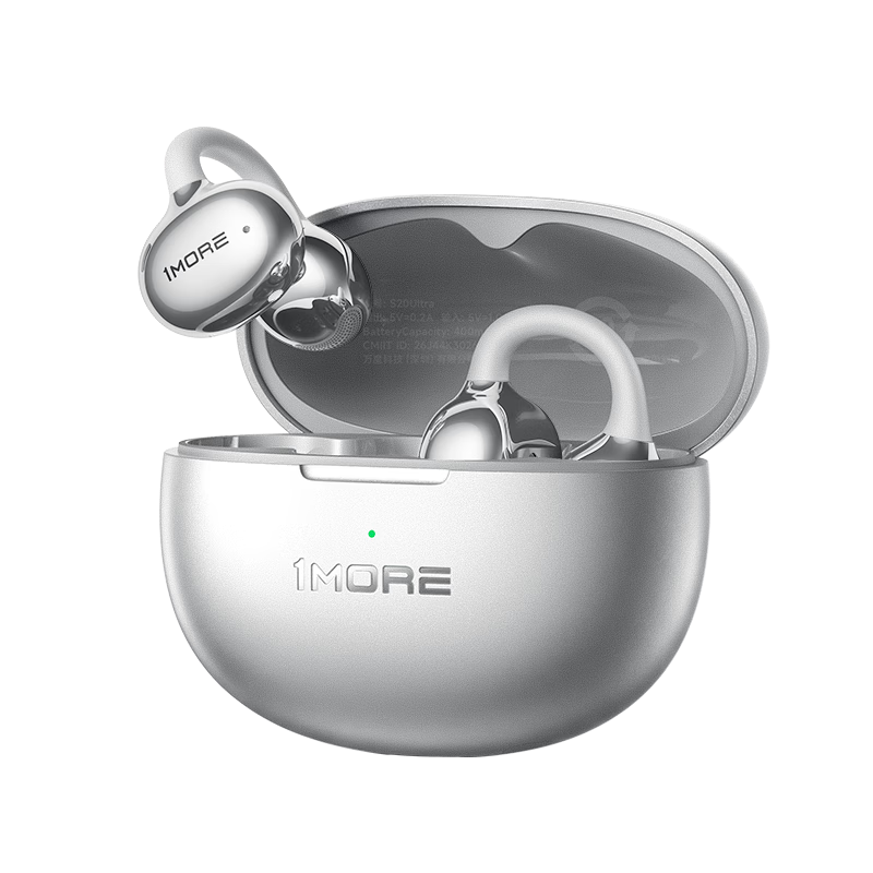 1MORE S20 Ultra Bluetooth Clip-On Open-Ear Bone Conduction Sports Earphones Long Battery Life Noise Cancelling Call Glacier Gray Jay Chou Edition Compatible with Mobile Phones
